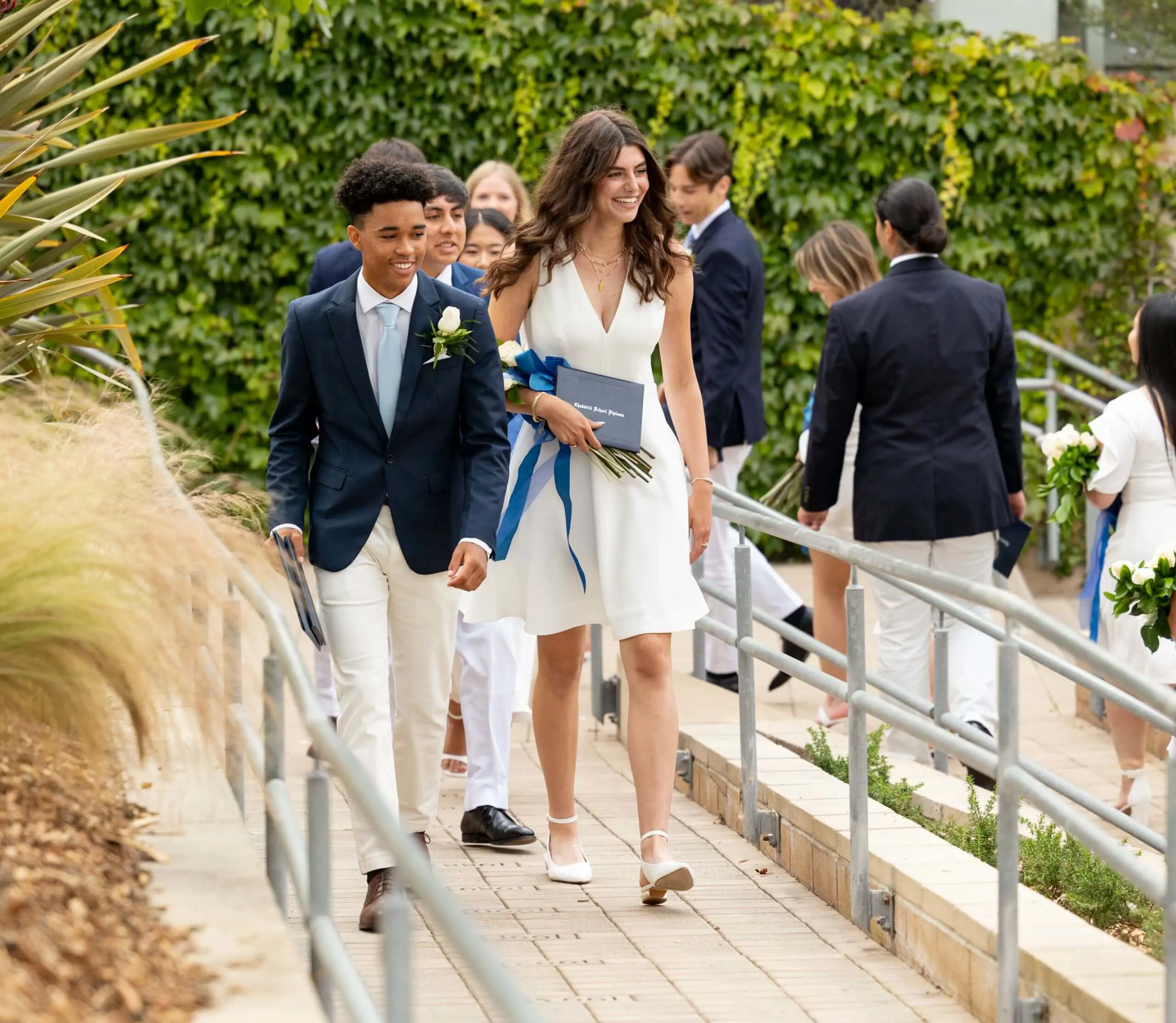 Chadwick students cross the alumni pathway during Commencement.