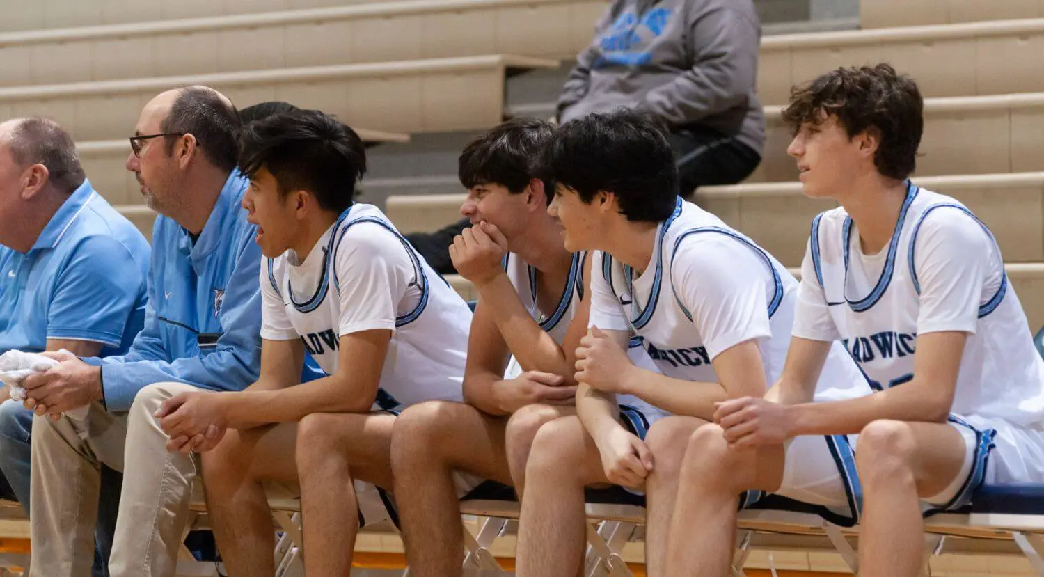 Chadwick boys basketball team sitting together.