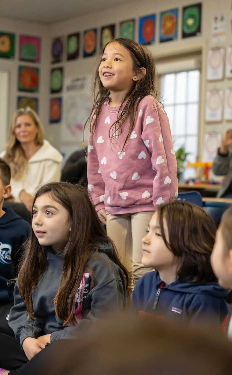 First-grade families were invited into the classroom for “Math with Me” on January 31, 2025. Parents played math games with students and sat in on their daily circle time.