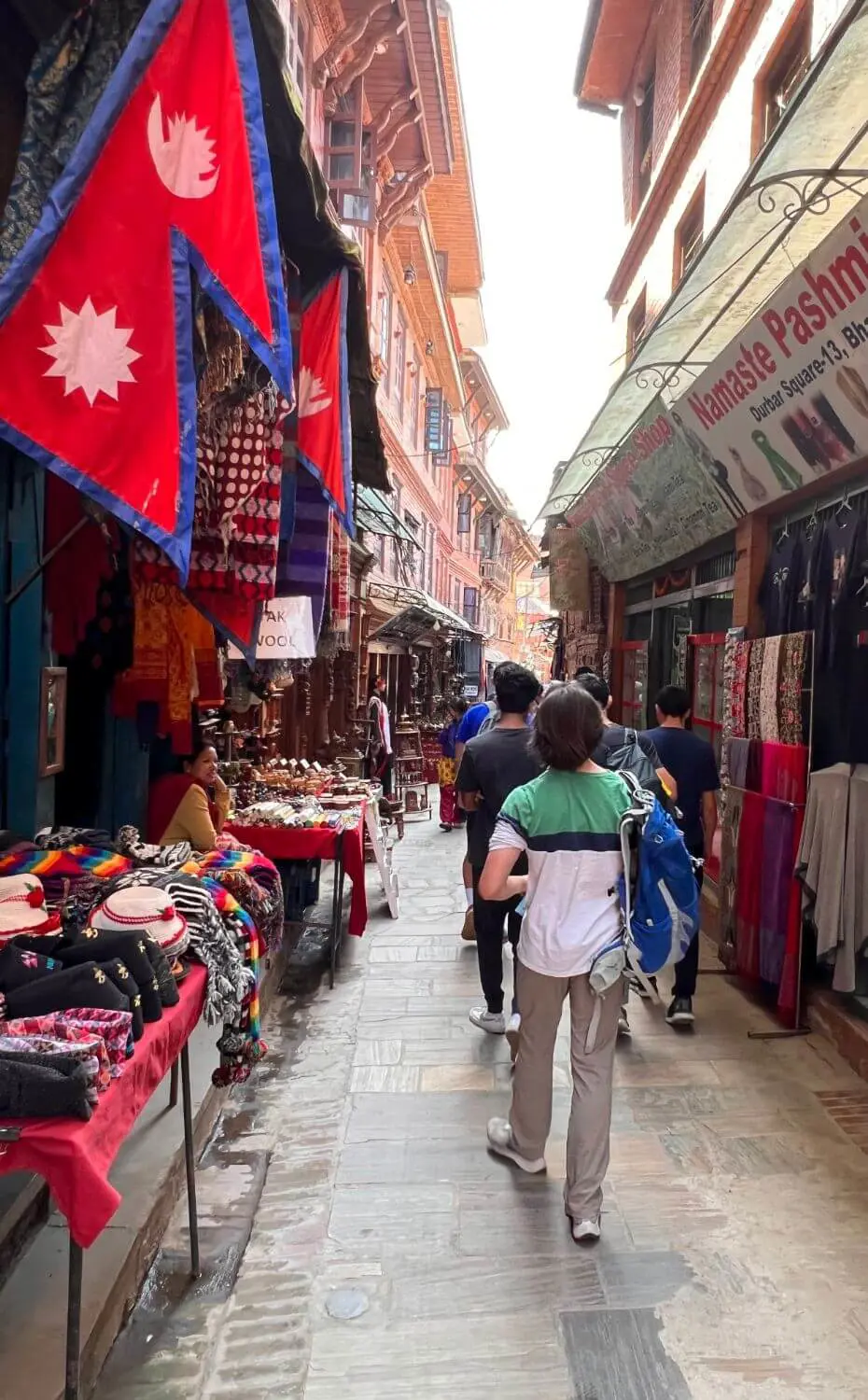 Upper School students exploring a town in Nepal.